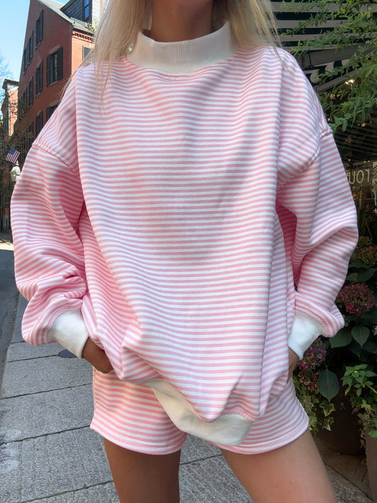 Sunkissed Coconut Striped Mockneck Sweatshirt