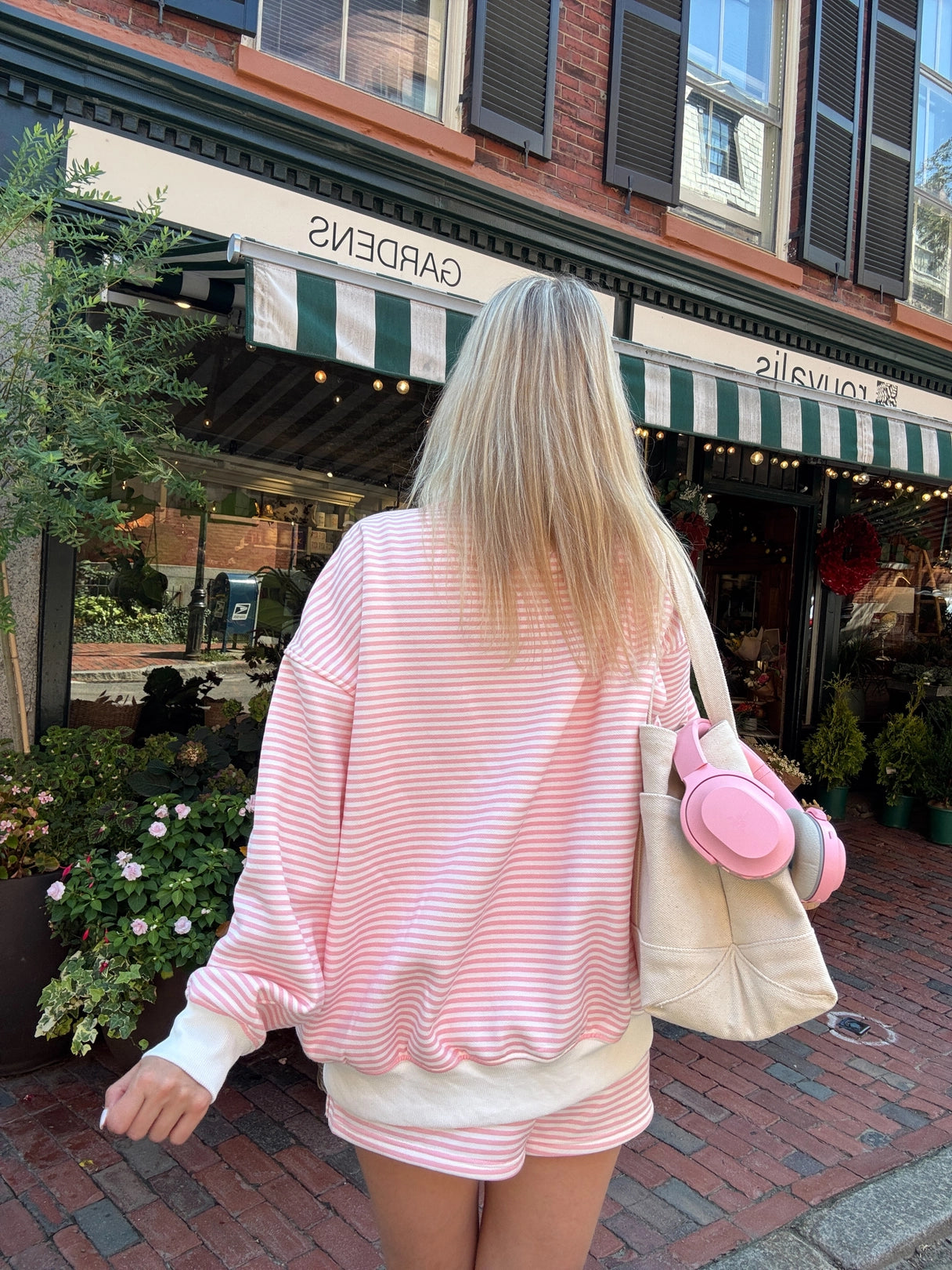 Sunkissed Coconut Striped Mockneck Sweatshirt